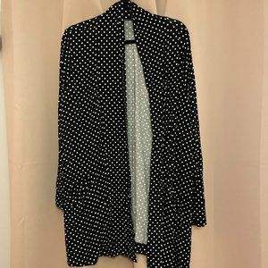 Torrid Super Soft Open Front Cardigan Black/White Polka Dots